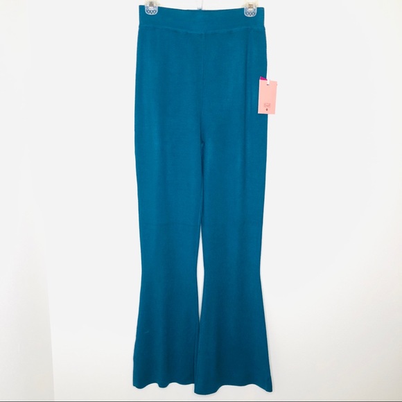 Victor Glemaud x Target High Rise Flare Sweater Pants Small Teal Pull On NEW SM - Picture 2 of 9